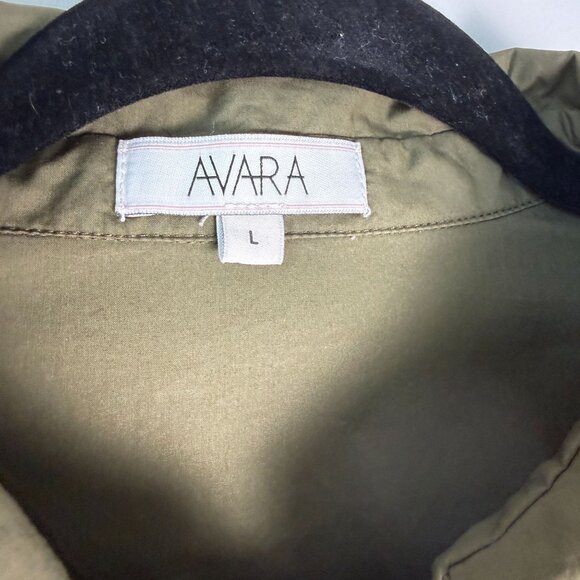 Avara Rhett Dress Mini Zip Up Balloon Sleeve Zip Up Cotton Poplin Olive Green L - Picture 7 of 13